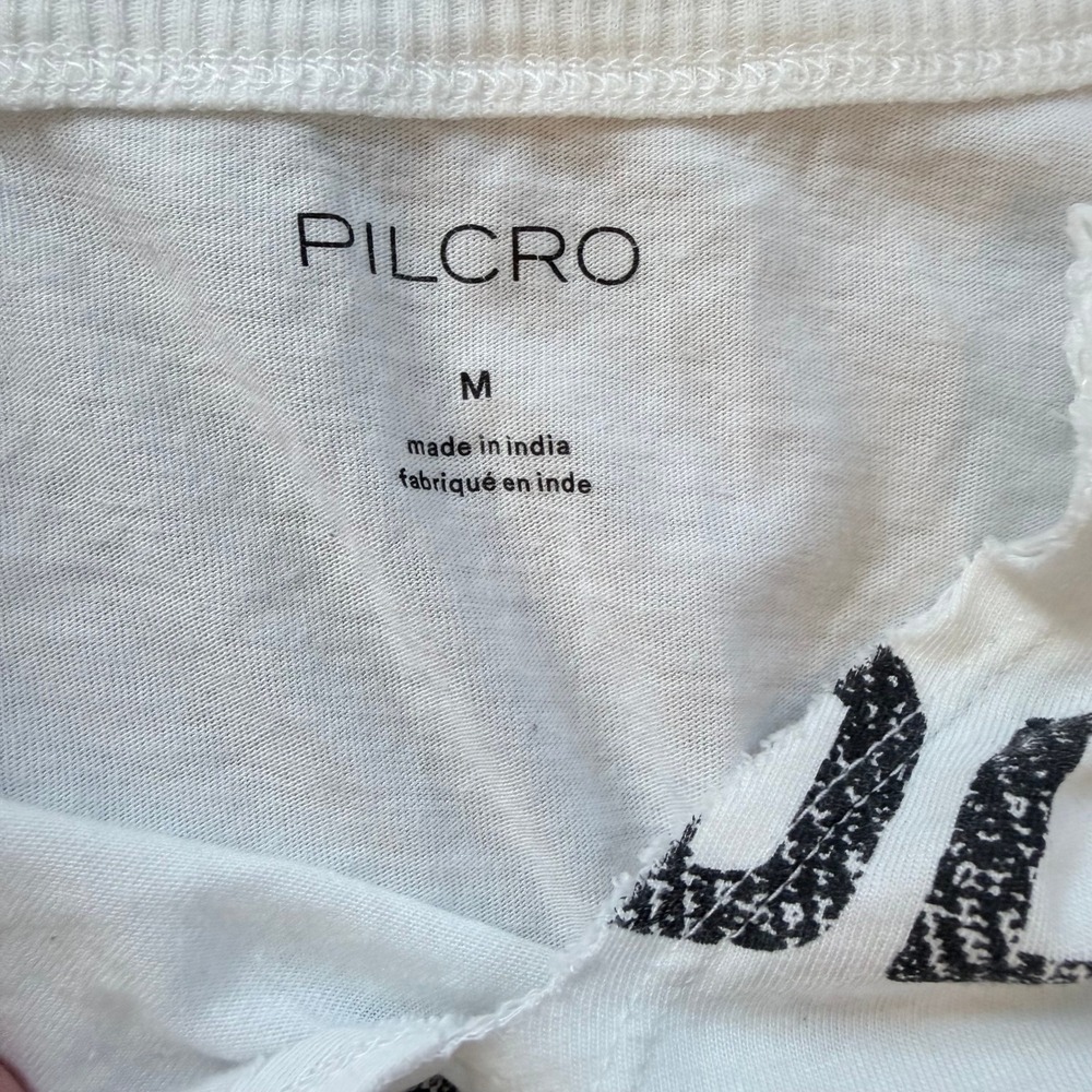 Pilcro Anthropologie KISS Graphic Band Babydoll Top Striped Flutter Sleeve M - Picture 7 of 8